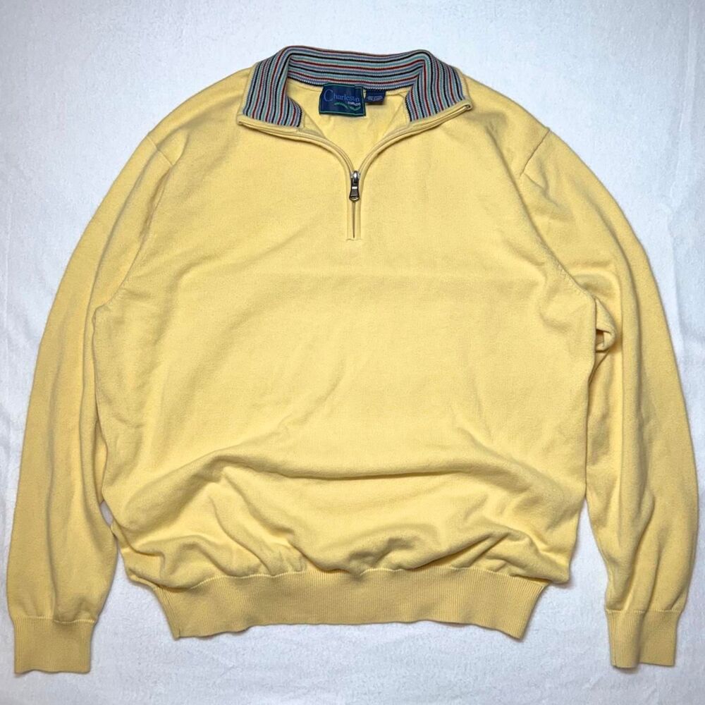vintage 90s/early y2k charleston threads yellow quarter zip